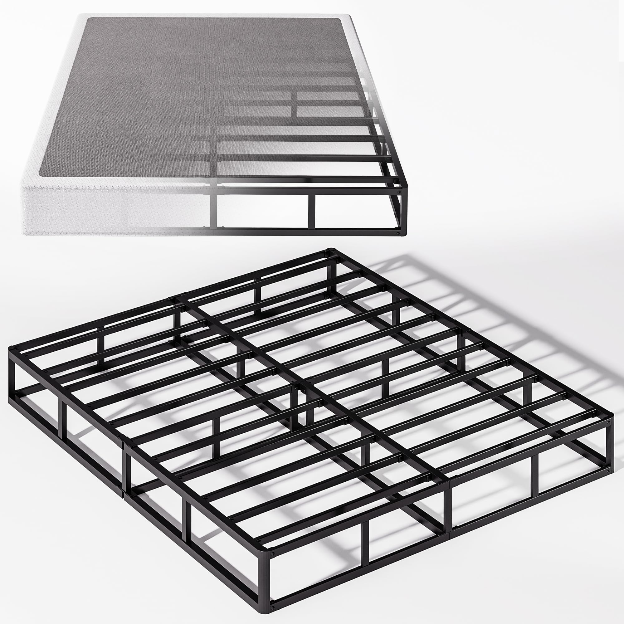 Jwifsef Queen-Box-Spring 7 Inch,Box Spring For Queen Bed,Easy Assembly Box Spring Queen, Metal Sturdy Heavy Duty,With Fabric Cov